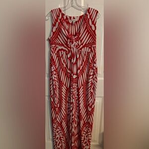 ‼️SOLD‼️During Live Show Chico's Red and White Twist-Front Maxi Dress size 1